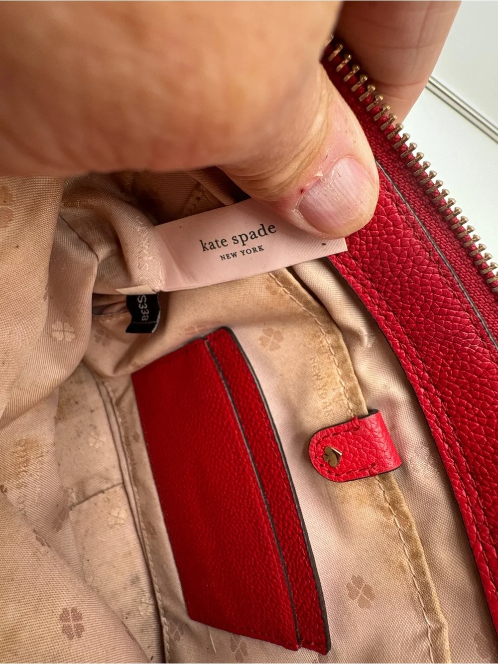Kate Spade New York Red Pebbled Leather Crossbody Shoulder Bag Purse Dust Bag